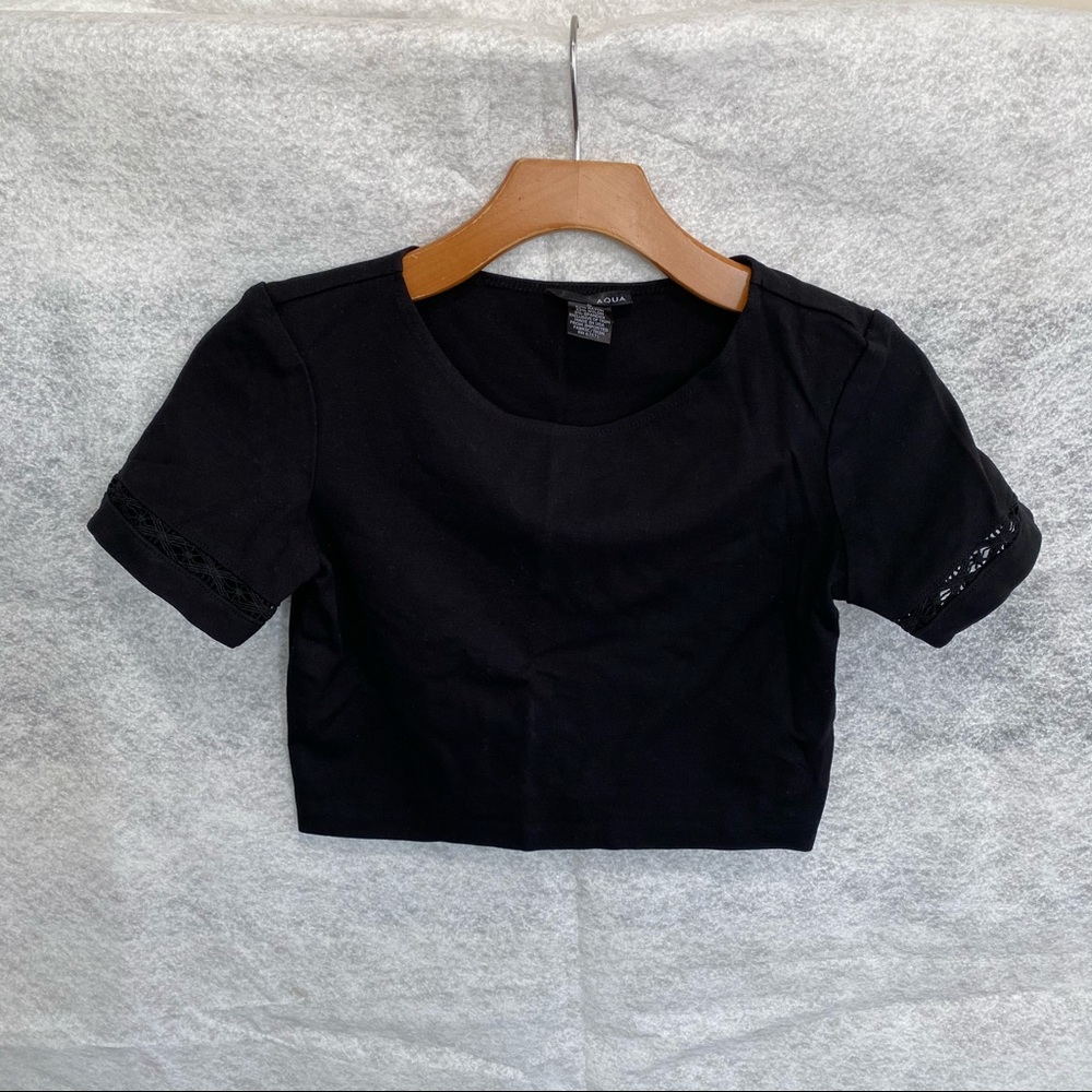 AQUA woman black crop top S